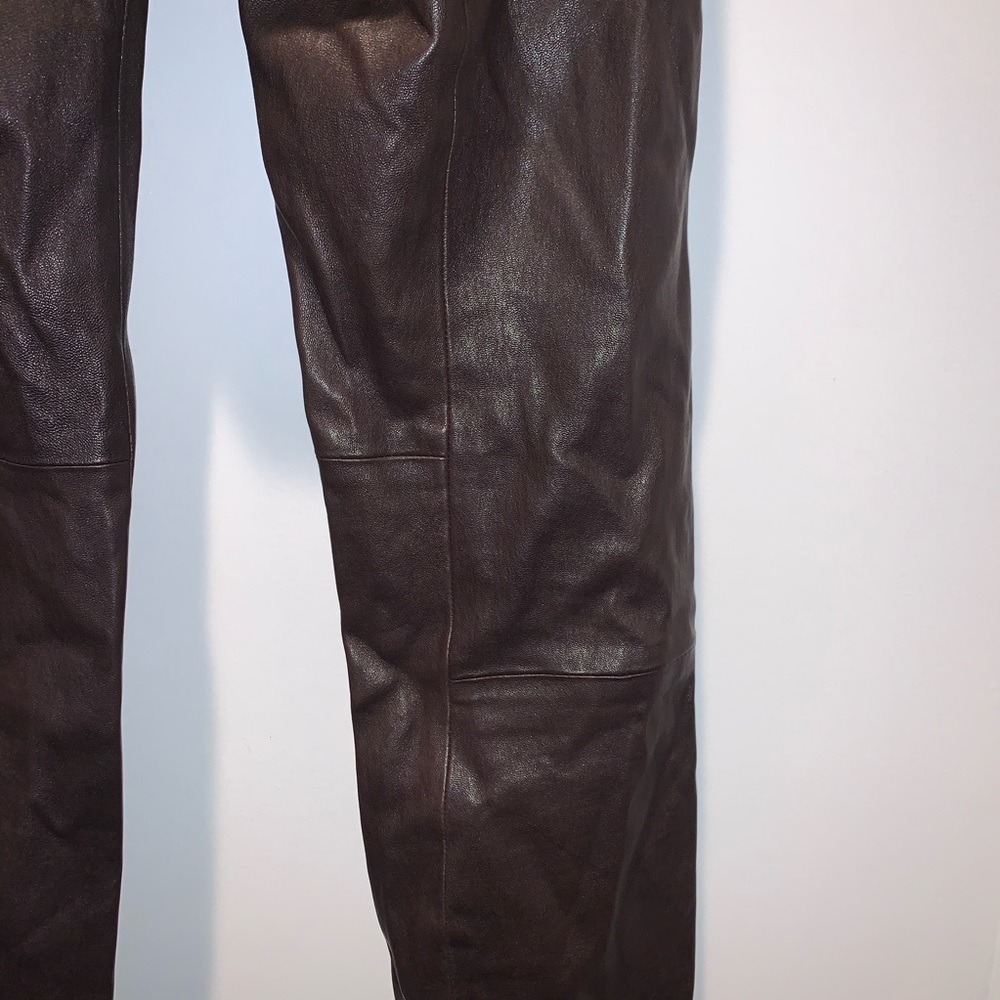 Dark Brown Faux Leather Leggings - Picture 3 of 5